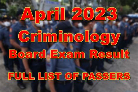 Criminology Board Exam Result April 2023 – (COMPLETE).